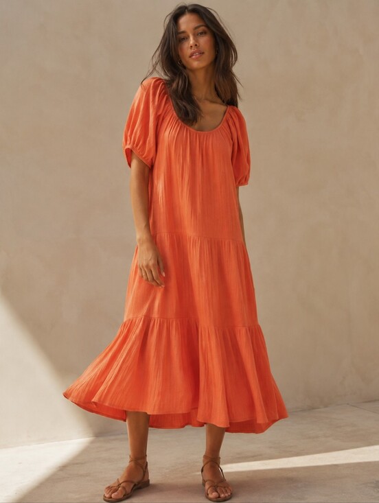 Lilly Pulitzer Dresses & Skirts - LILLY PULITZER Zemini Crinkle Cotton Gauze Tiered Puff Sleeve Maxi Coverup Dress